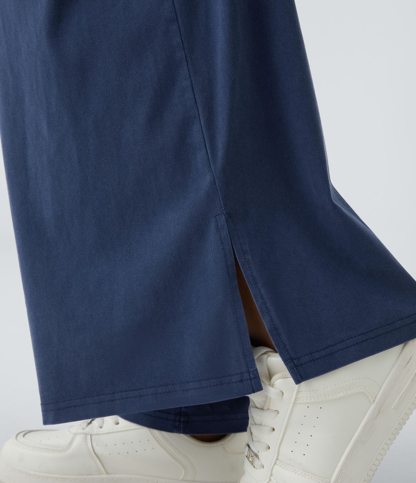 High Waisted Zipper Pocket Hem Wide Leg Casual Pants