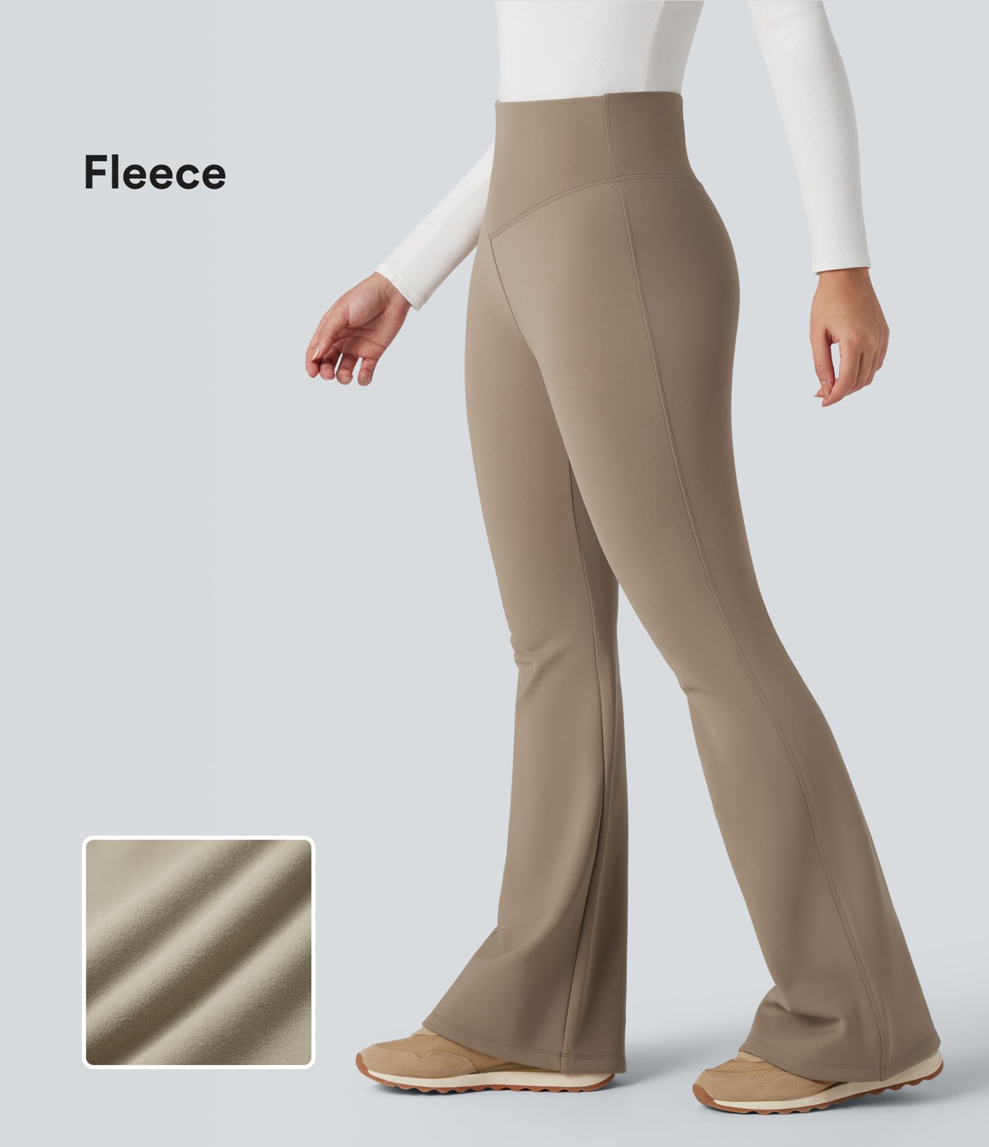 High Waisted Fleece Yoga Flared Leggings