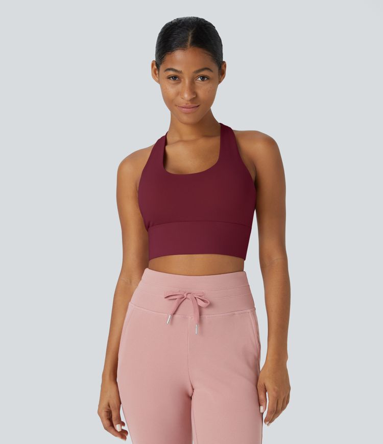 Verstellbarer Sport-BH mit mittlerem Halt und U-Ausschnitt für den Laufsport, rückenfrei, gekreuzt