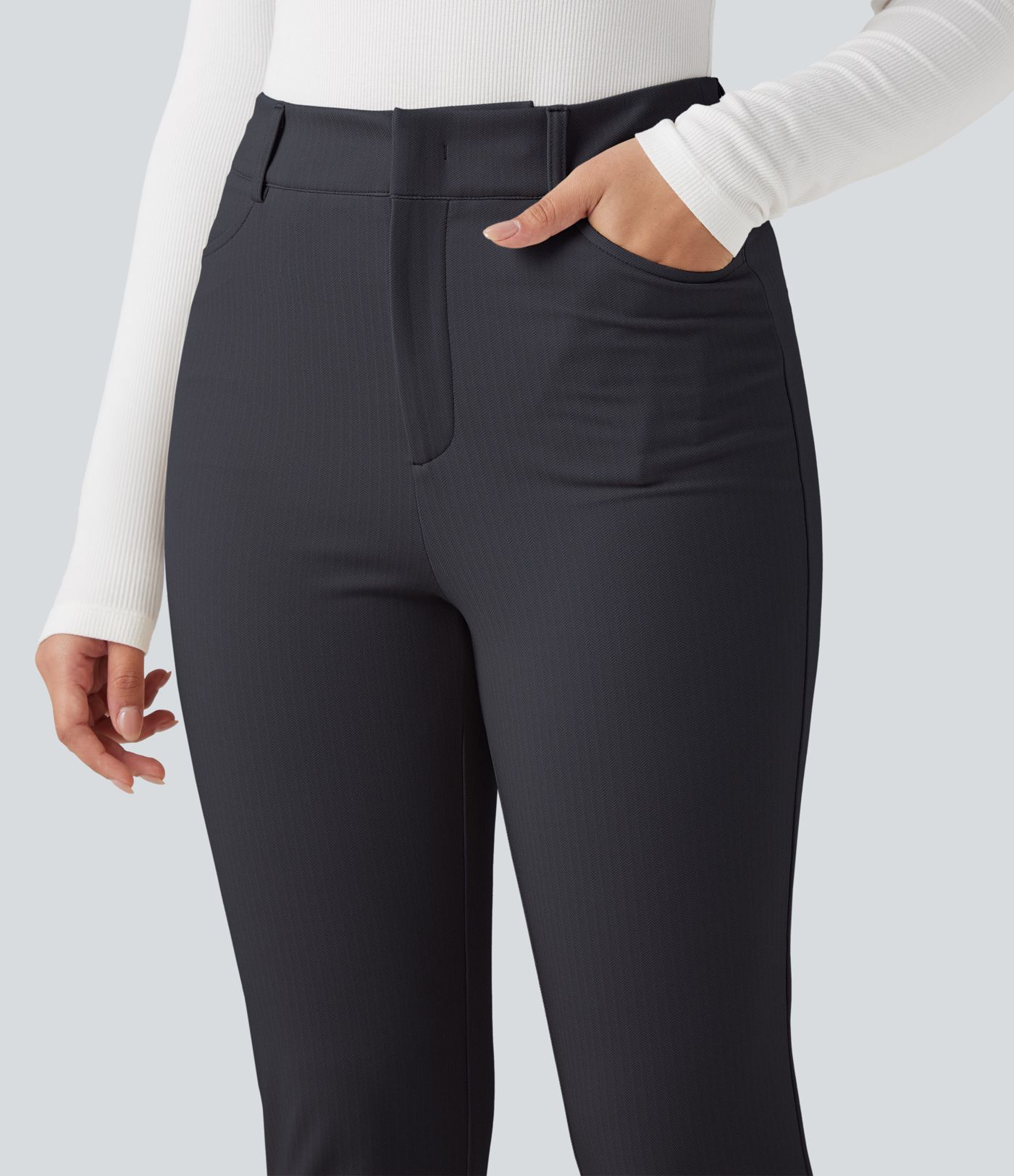 Halara Flex™ High-waisted Skinny Herringbone Work Trousers with Pockets