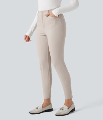 Halara Flex™ High-waisted Skinny Herringbone Work Trousers with Pockets
