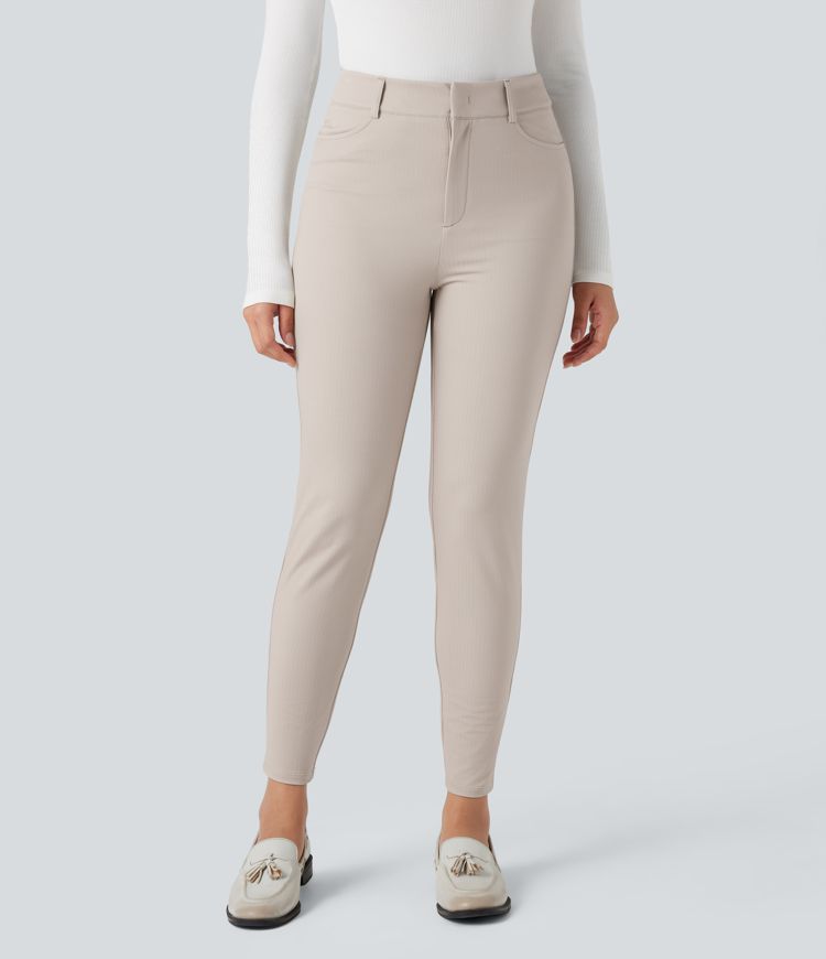 Halara Flex™ High-waisted Skinny Herringbone Work Trousers with Pockets