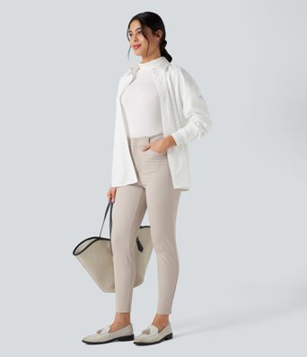 Halara Flex™ High-waisted Skinny Herringbone Work Trousers with Pockets