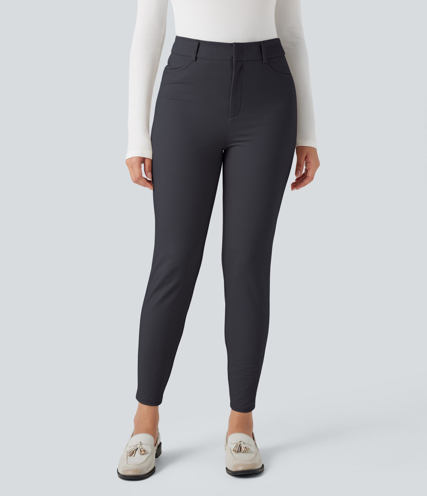 Halara Flex™ High-waisted Skinny Herringbone Work Trousers with Pockets