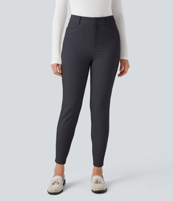 Halara Flex™ High-waisted Skinny Herringbone Work Trousers with Pockets