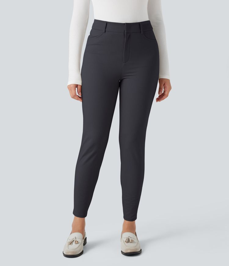 Halara Flex™ High-waisted Skinny Herringbone Work Trousers with Pockets