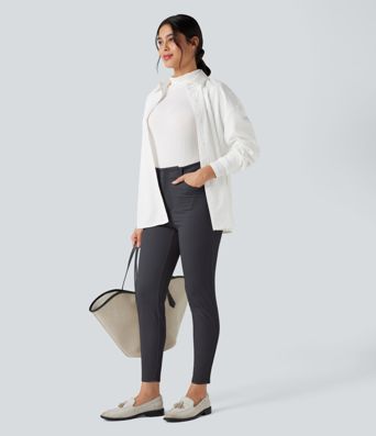 Halara Flex™ High-waisted Skinny Herringbone Work Trousers with Pockets