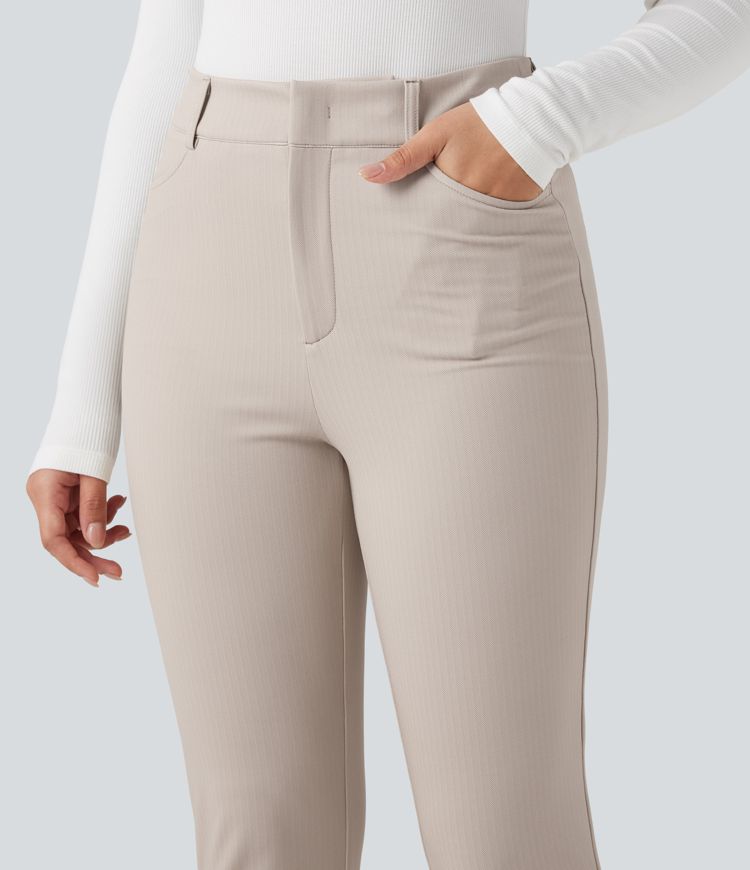 Halara Flex™ High-waisted Skinny Herringbone Work Trousers with Pockets