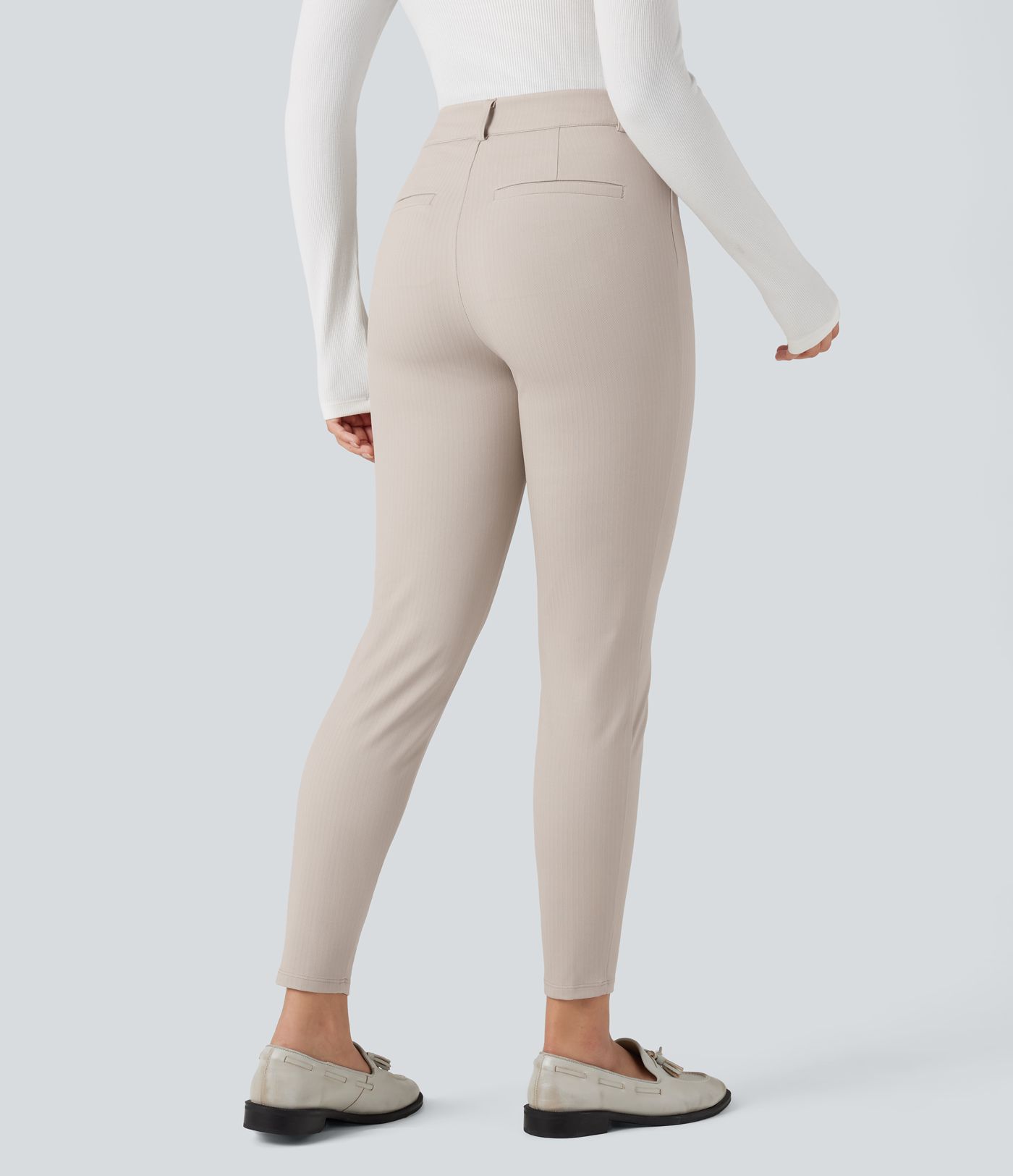 Halara Flex™ High-waisted Skinny Herringbone Work Trousers with Pockets