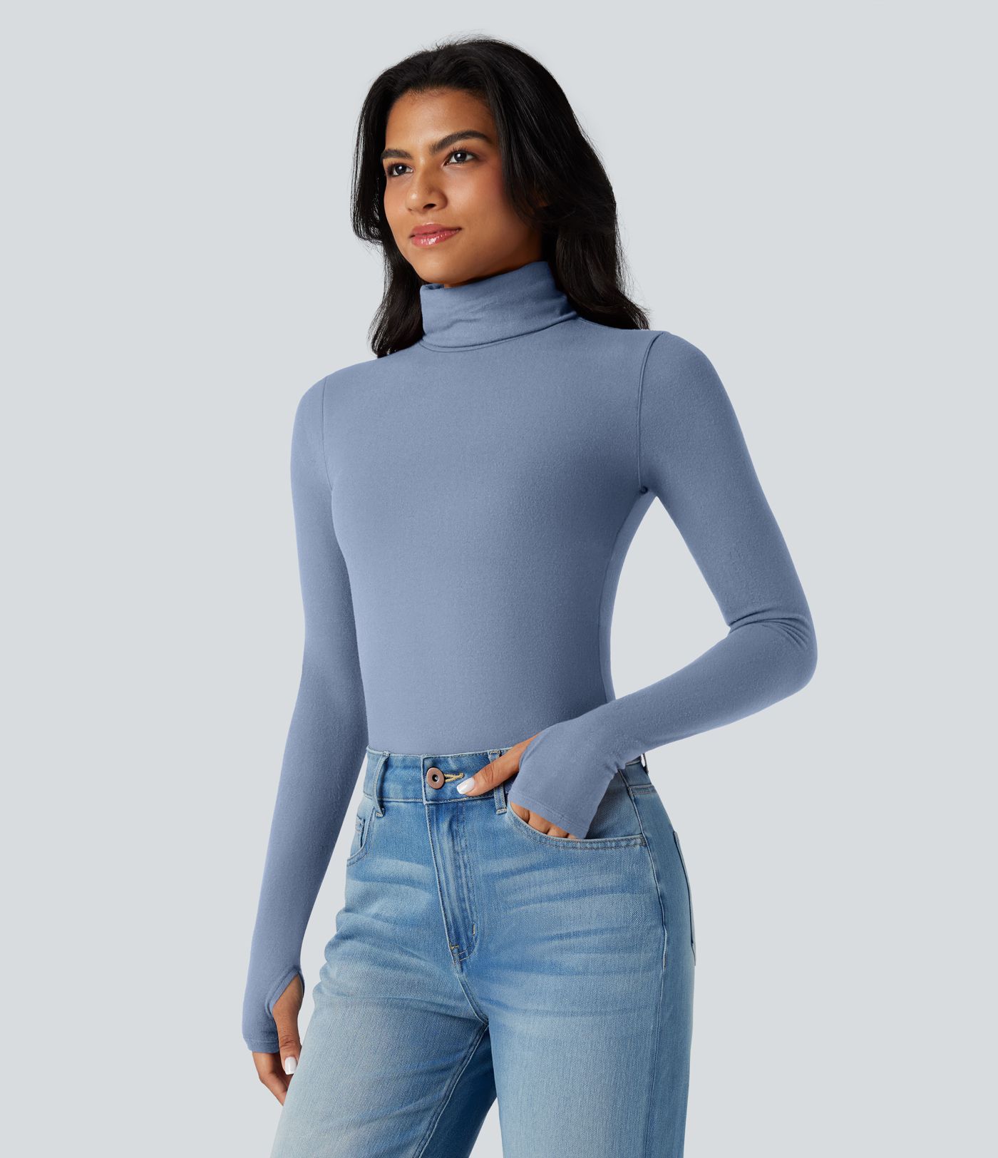 Halara HeatCore Turtleneck Long Sleeve Thumb Hole Casual Warming Top