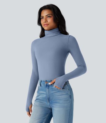 Halara HeatCore Turtleneck Long Sleeve Thumb Hole Casual Warming Top