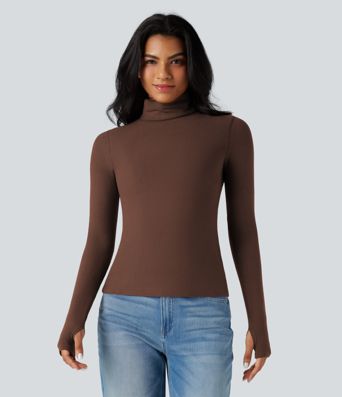 Halara HeatCore Turtleneck Long Sleeve Thumb Hole Casual Warming Top