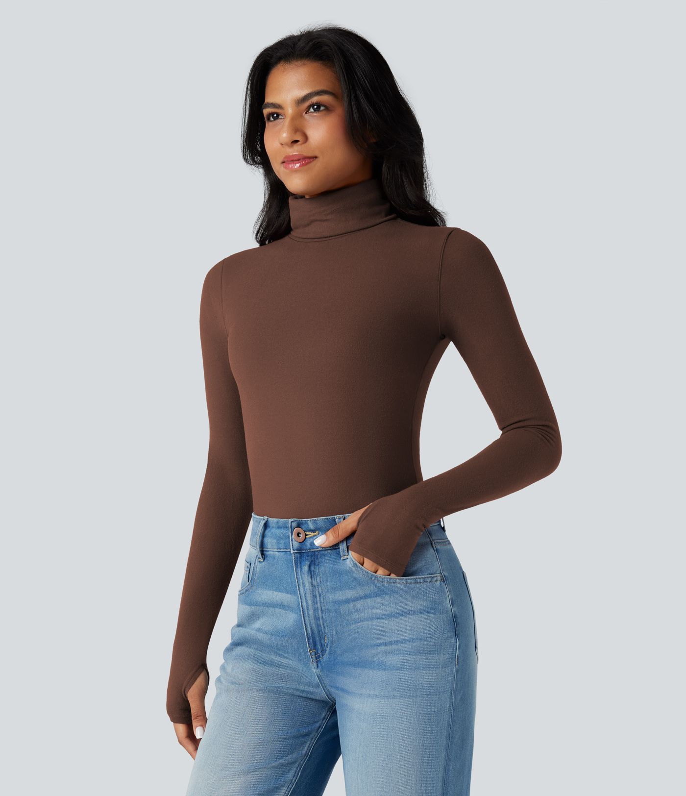 Halara HeatCore Turtleneck Long Sleeve Thumb Hole Casual Warming Top