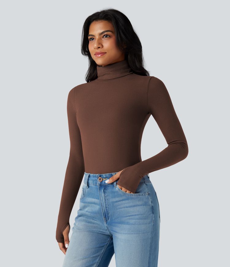 Halara HeatCore Turtleneck Long Sleeve Thumb Hole Casual Warming Top