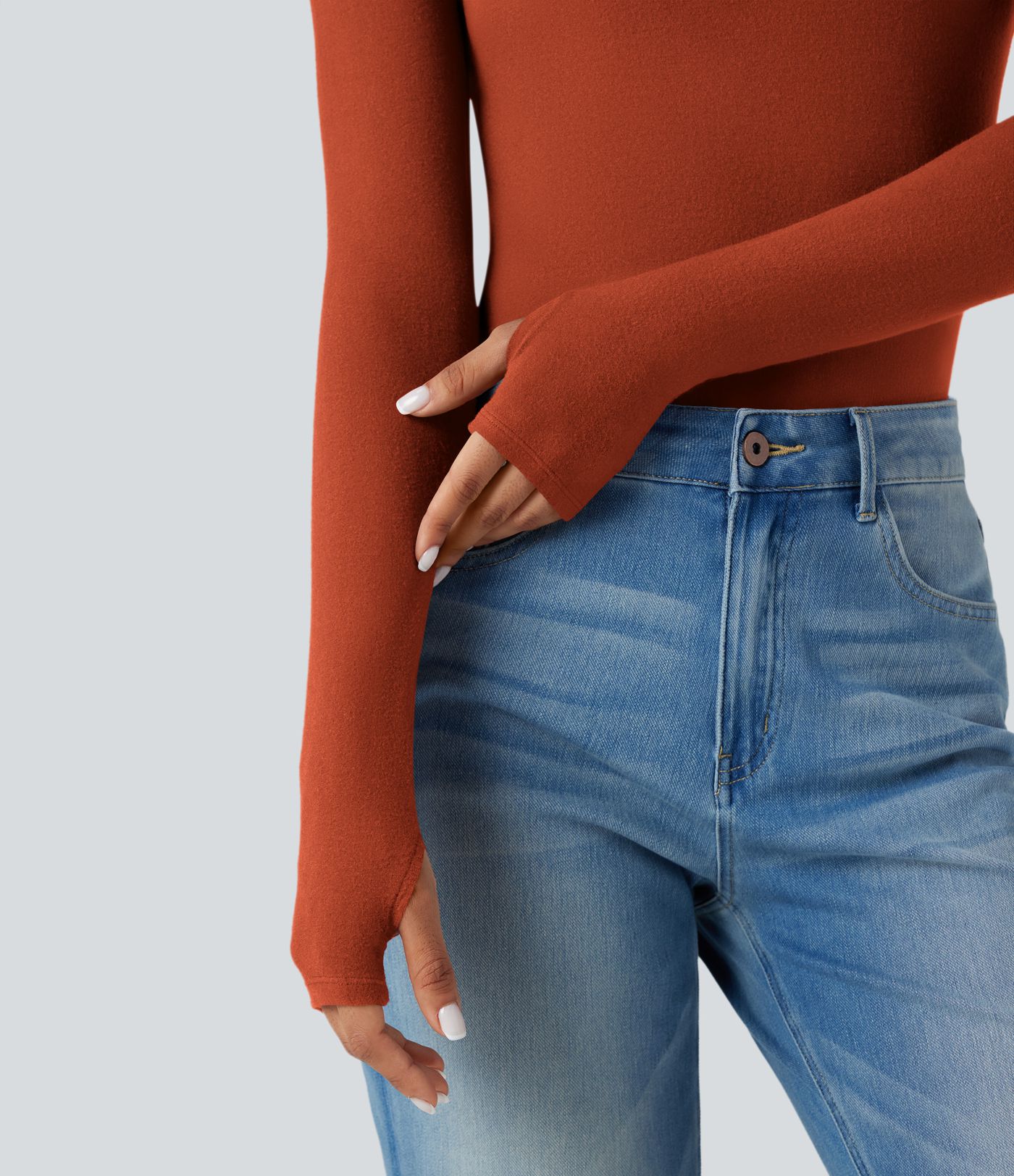 Halara HeatCore Turtleneck Long Sleeve Thumb Hole Casual Warming Top