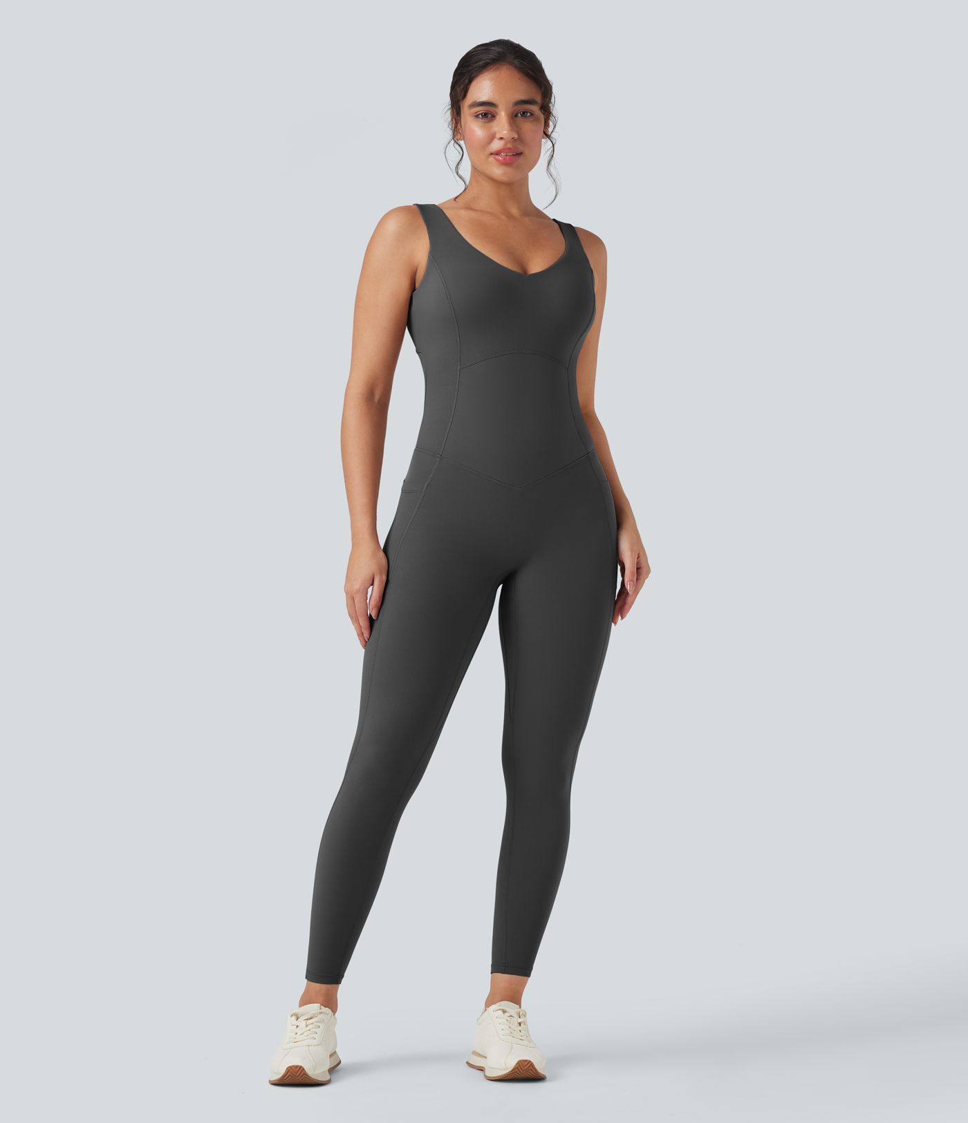 Halara UltraSculpt™ V Neck Butt Lifting Workout Jumpsuit with Pockets