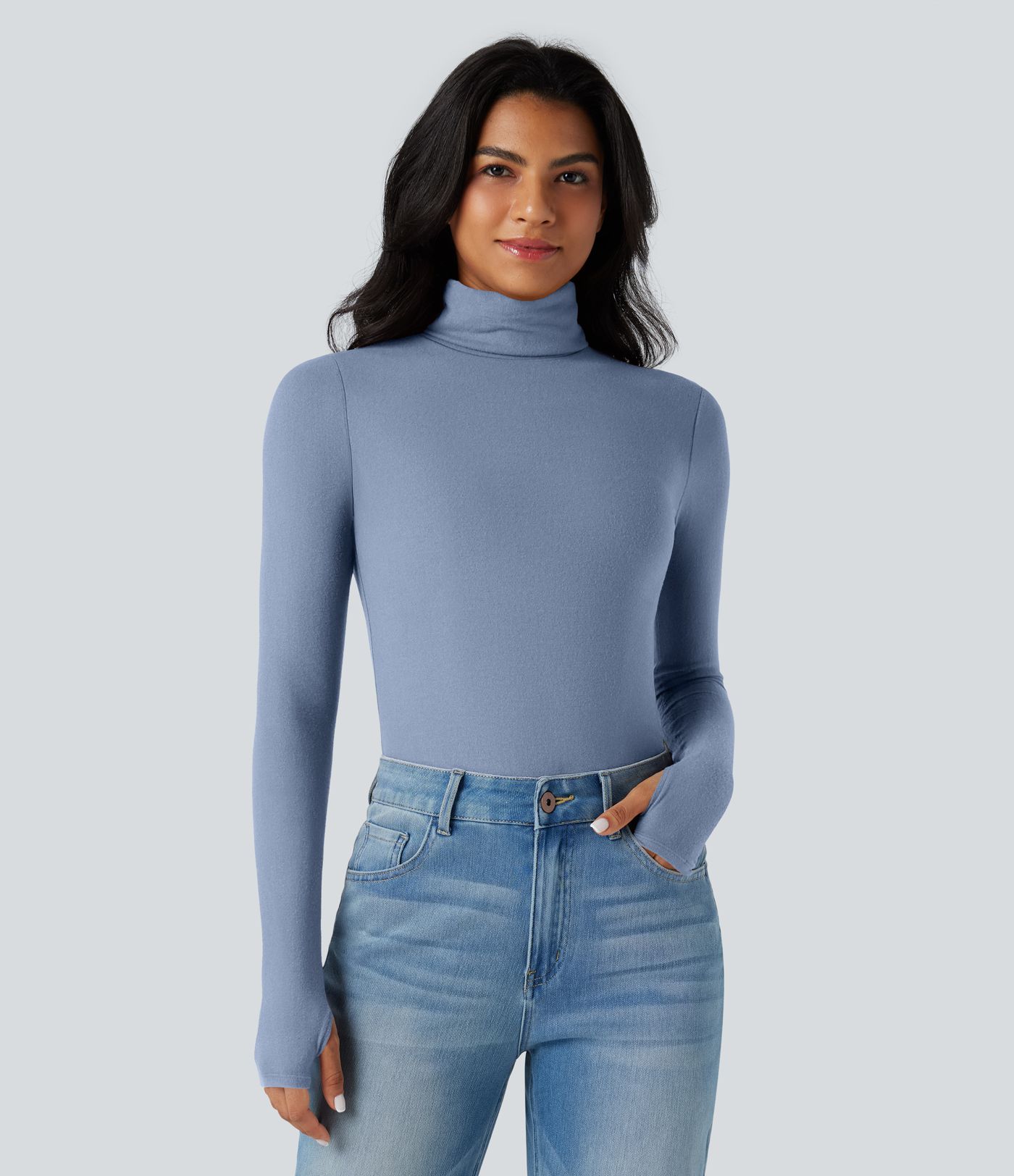 Halara HeatCore Turtleneck Long Sleeve Thumb Hole Casual Warming Top