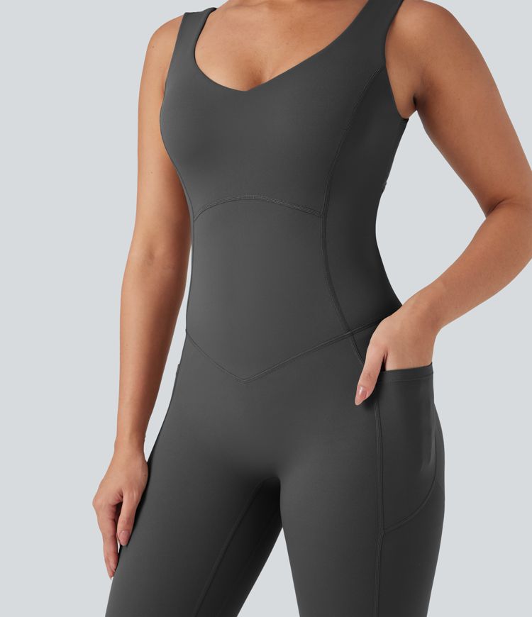 Halara UltraSculpt™ V Neck Butt Lifting Workout Jumpsuit with Pockets