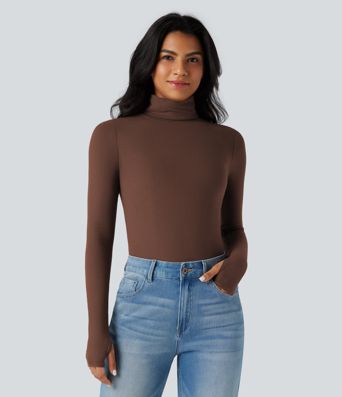 Halara HeatCore Turtleneck Long Sleeve Thumb Hole Casual Warming Top