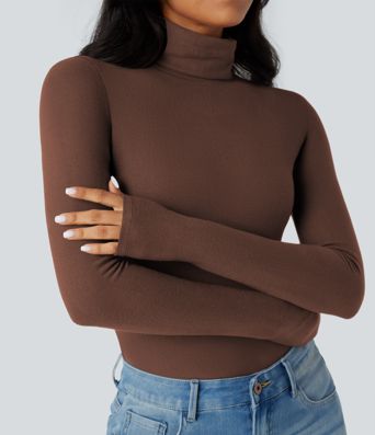 Halara HeatCore Turtleneck Long Sleeve Thumb Hole Casual Warming Top