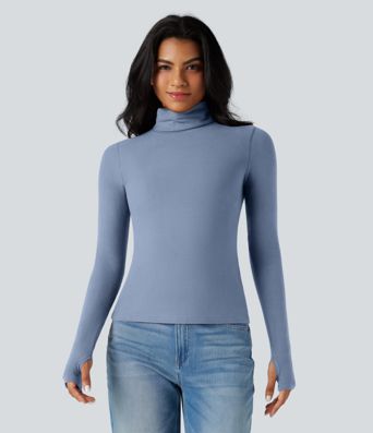 Halara HeatCore Turtleneck Long Sleeve Thumb Hole Casual Warming Top