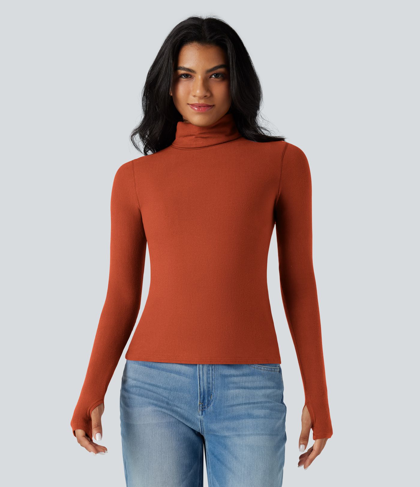 Halara HeatCore Turtleneck Long Sleeve Thumb Hole Casual Warming Top