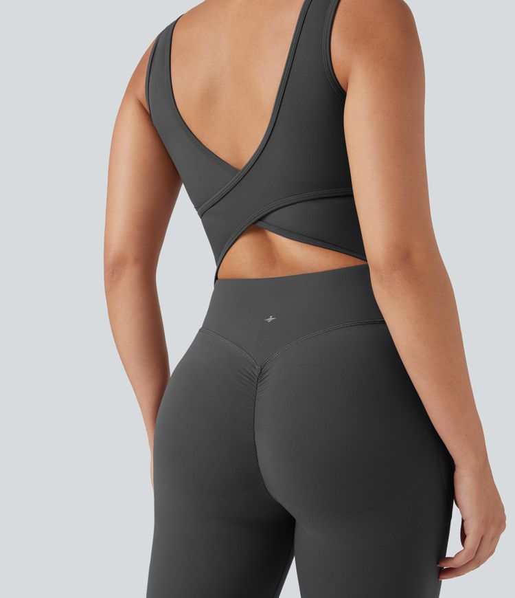 Halara UltraSculpt™ V Neck Butt Lifting Workout Jumpsuit with Pockets