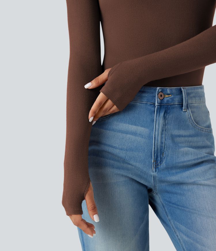 Halara HeatCore Turtleneck Long Sleeve Thumb Hole Casual Warming Top