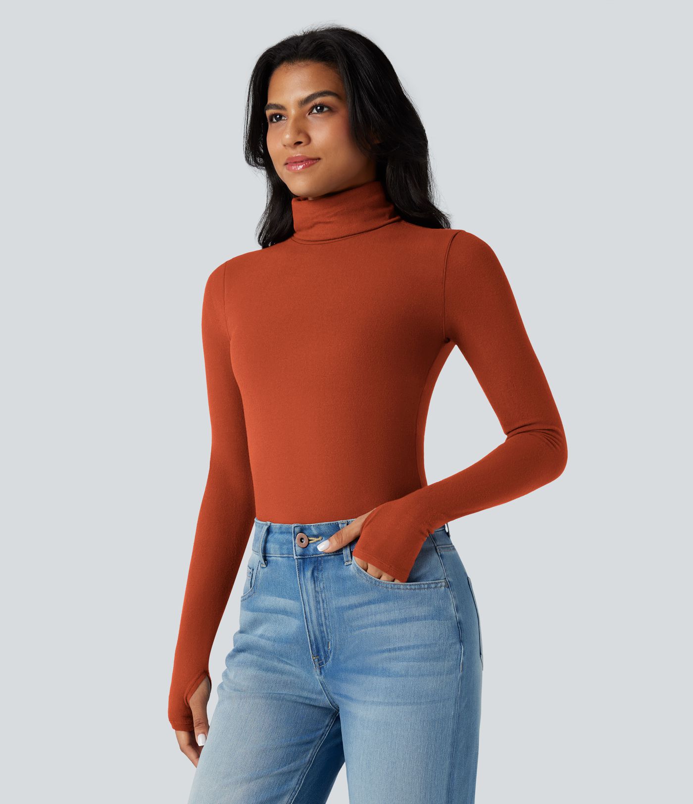 Halara HeatCore Turtleneck Long Sleeve Thumb Hole Casual Warming Top