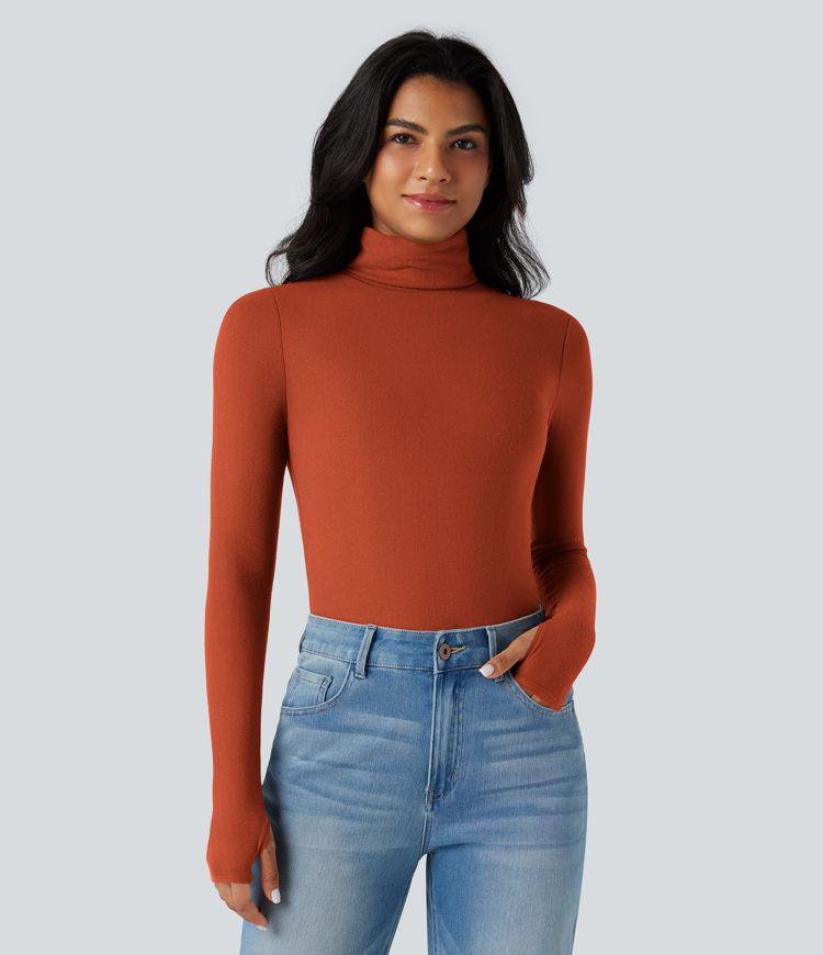 Halara HeatCore Turtleneck Long Sleeve Thumb Hole Casual Warming Top