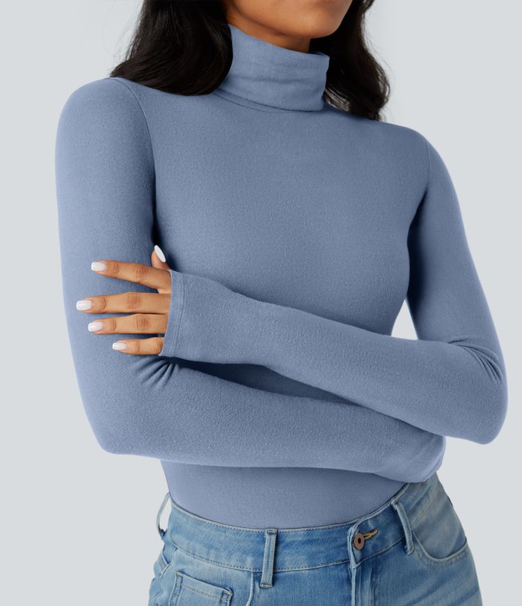 Halara HeatCore Turtleneck Long Sleeve Thumb Hole Casual Warming Top