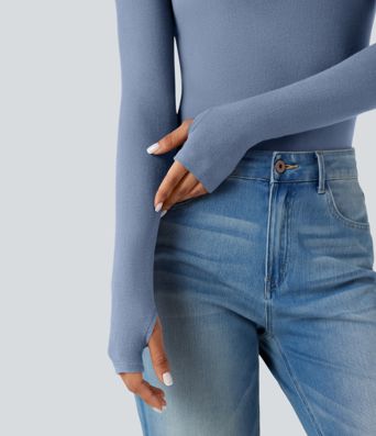 Halara HeatCore Turtleneck Long Sleeve Thumb Hole Casual Warming Top