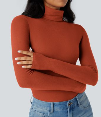 Halara HeatCore Turtleneck Long Sleeve Thumb Hole Casual Warming Top