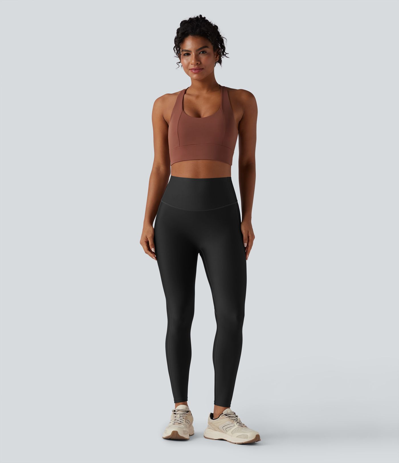 High Waisted Tummy Control Butt Lifting Sheen Shaping Training 7/8 Leggings