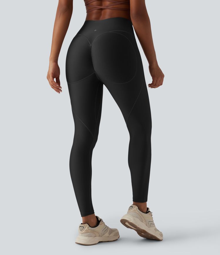 High Waisted Tummy Control Butt Lifting Sheen Shaping Training 7/8 Leggings