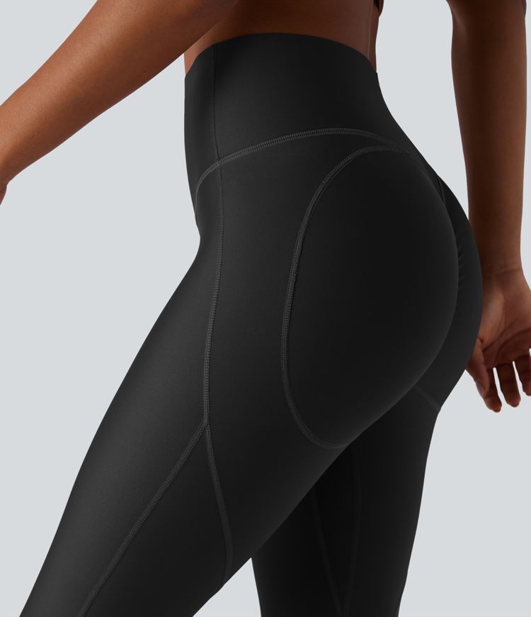 High Waisted Tummy Control Butt Lifting Sheen Shaping Training 7/8 Leggings