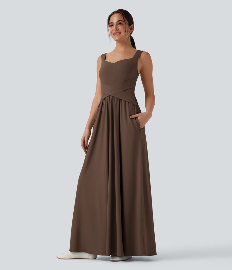 Women's Flowy Maxi Casual Dress with Pockets