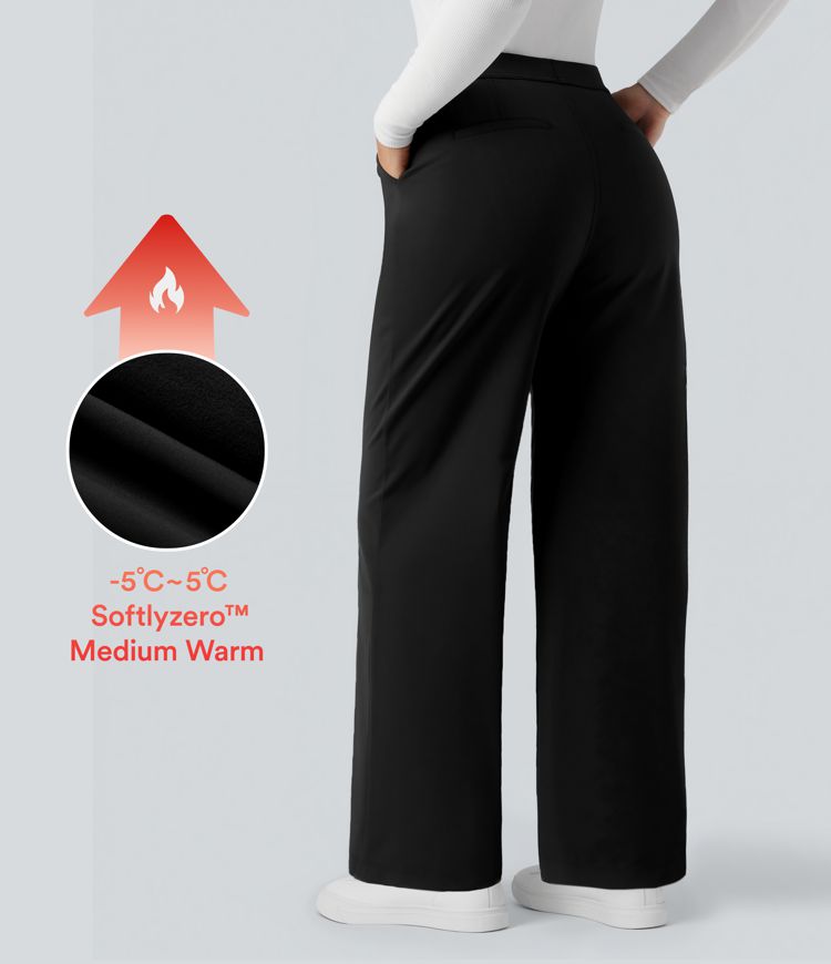 Softlyzero™ Plush - Thermo-Stoffhose mit hohem Bund, Seitentaschen und geradem Bein