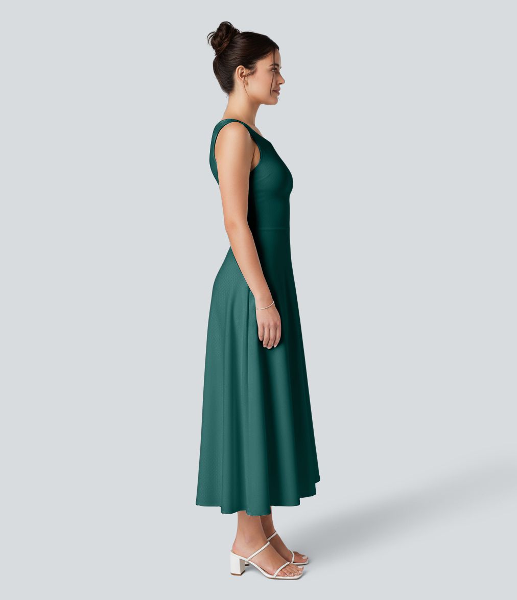 Round Neck Sleeveless Maxi Casual Dress