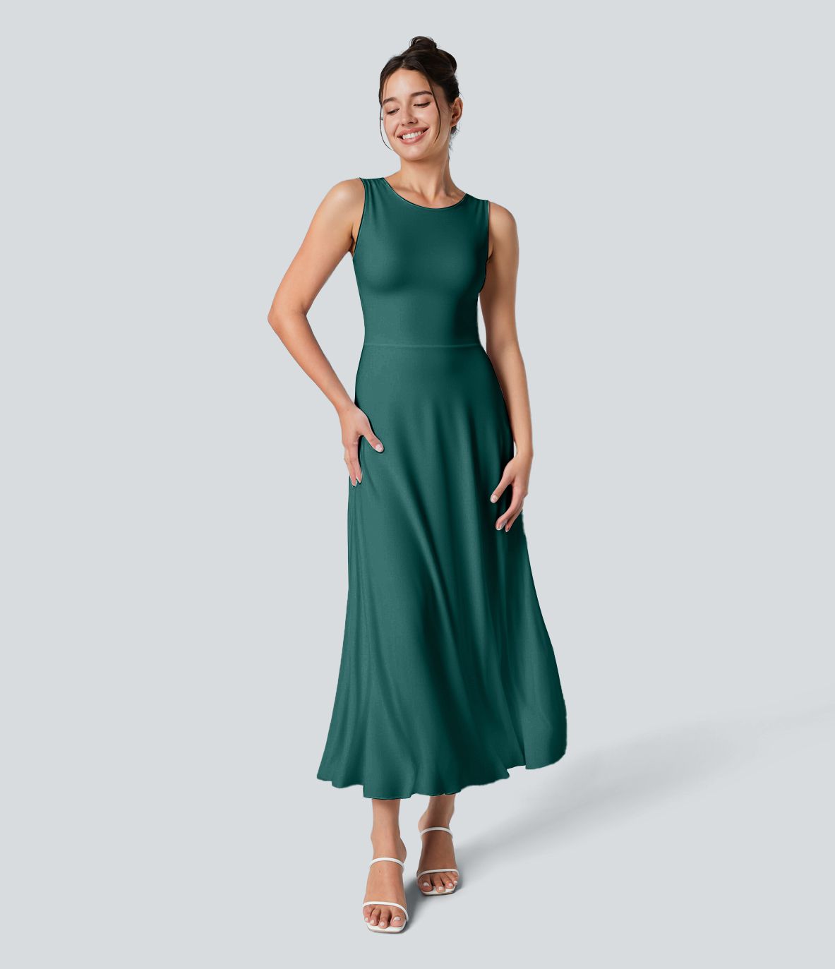 Round Neck Sleeveless Maxi Casual Dress