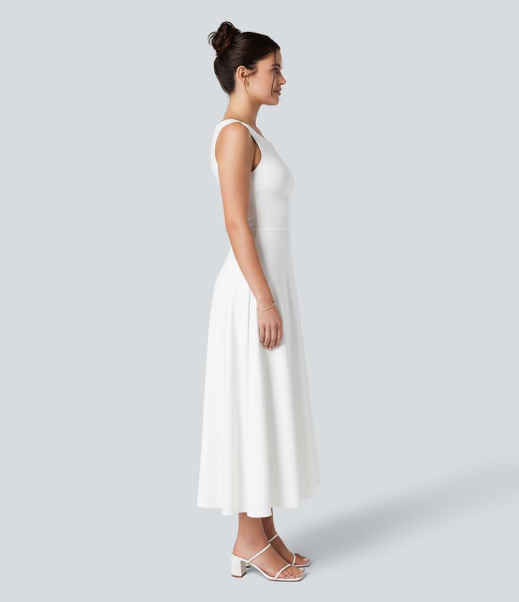 Round Neck Sleeveless Maxi Casual Dress