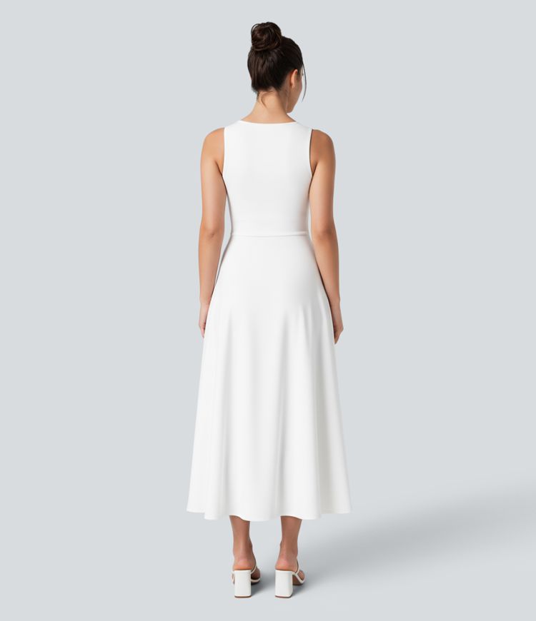 Round Neck Sleeveless Maxi Casual Dress