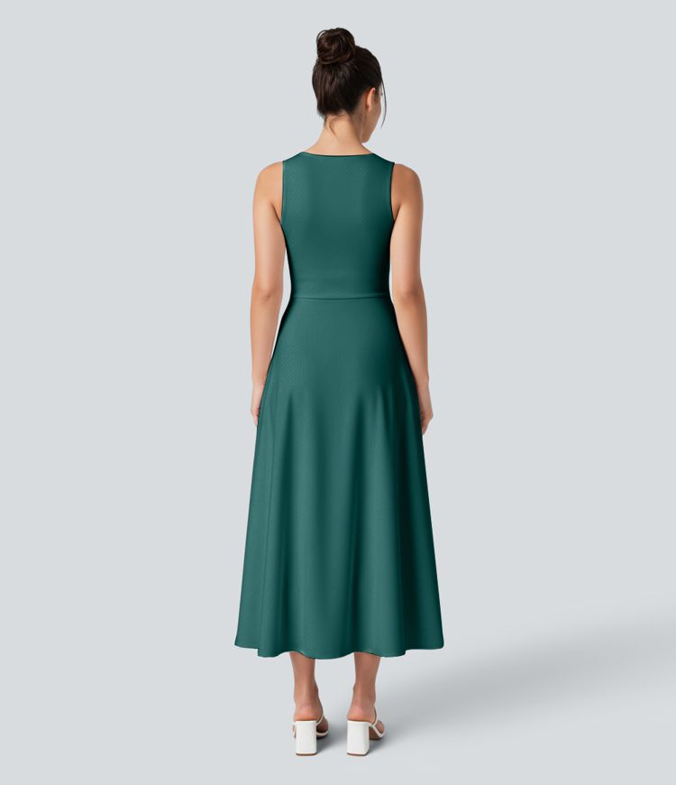 Round Neck Sleeveless Maxi Casual Dress