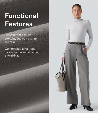 Halara Flex™ Pantalon de travail taille haute à coupe droite, effet gainant pour le ventre, avec poches