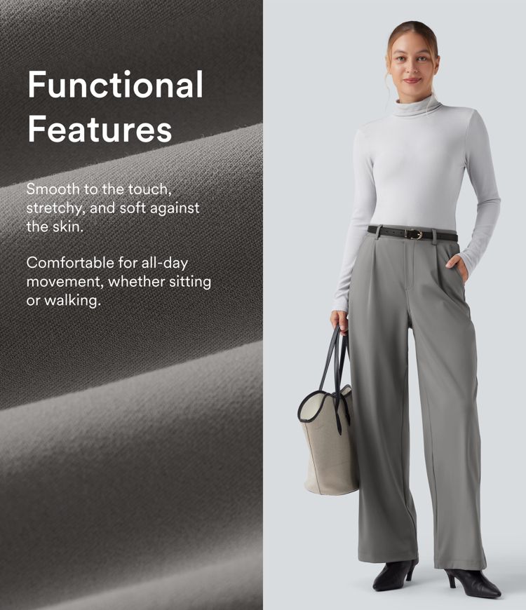 Halara Flex™ Pantalon de travail taille haute à coupe droite, effet gainant pour le ventre, avec poches