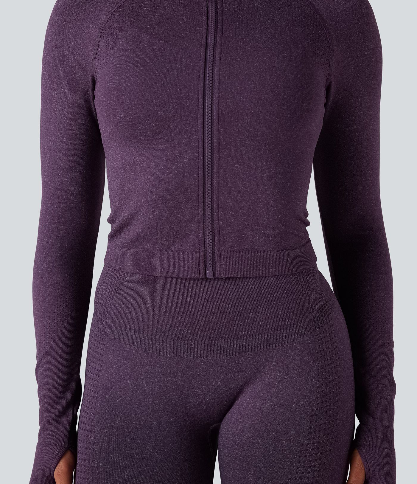 Seamless Flow Stand Collar Long Sleeve Thumb Holes Slim Cropped Yoga Jacket