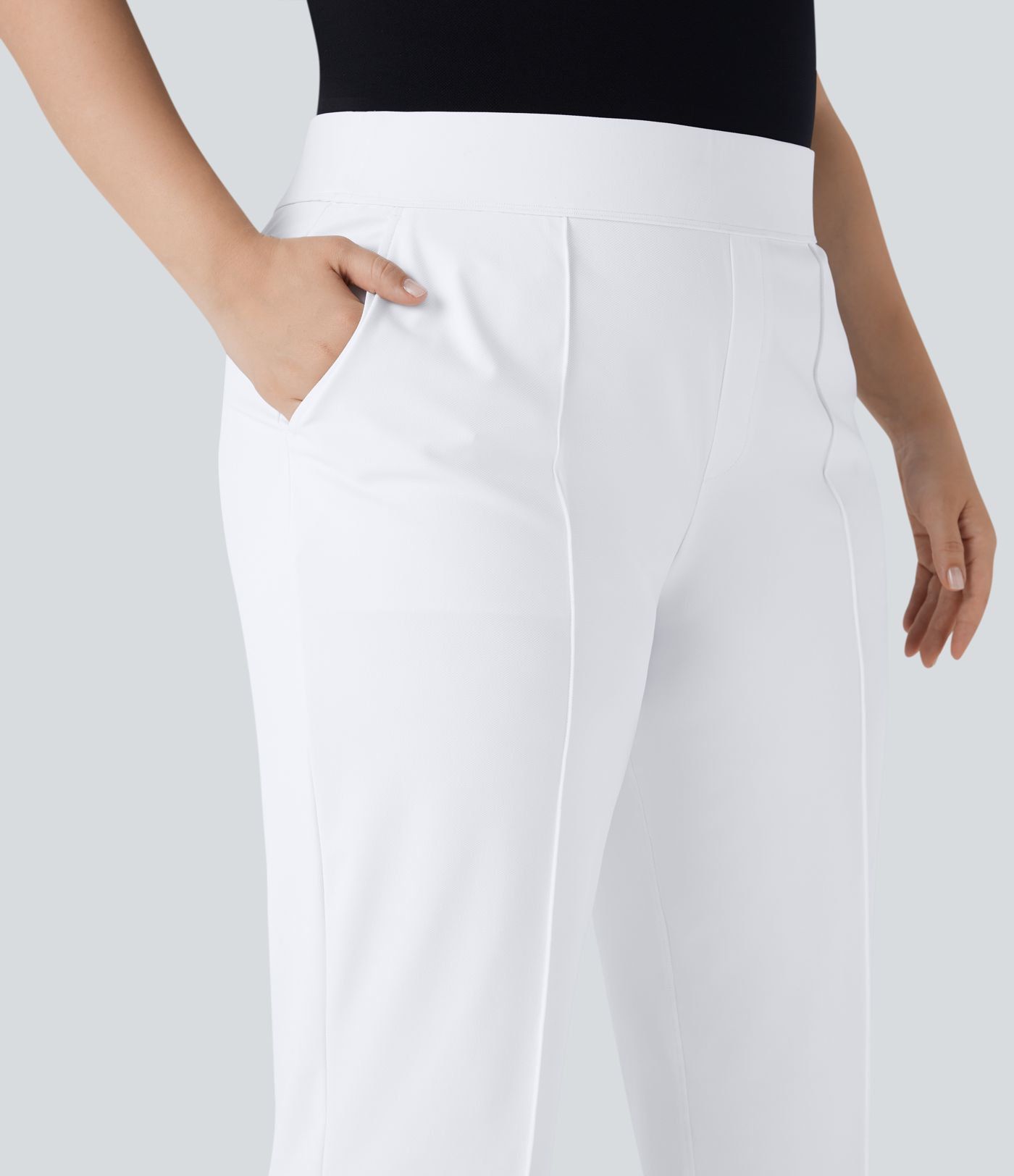 High Waisted Pockets Straight Leg Quick Dry Golf Plus Size Pants-Golf Tee-UPF40+
