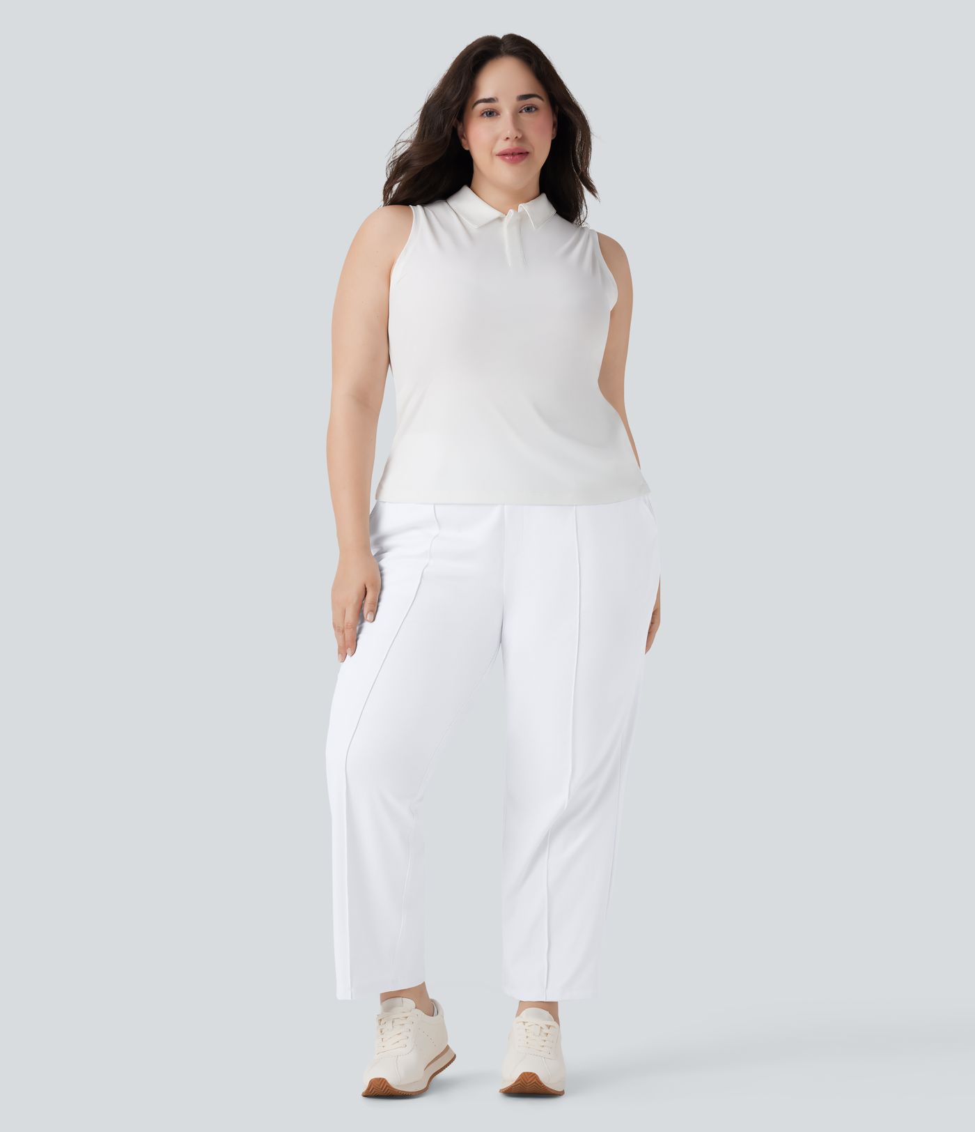 High Waisted Pockets Straight Leg Quick Dry Golf Plus Size Pants-Golf Tee-UPF40+