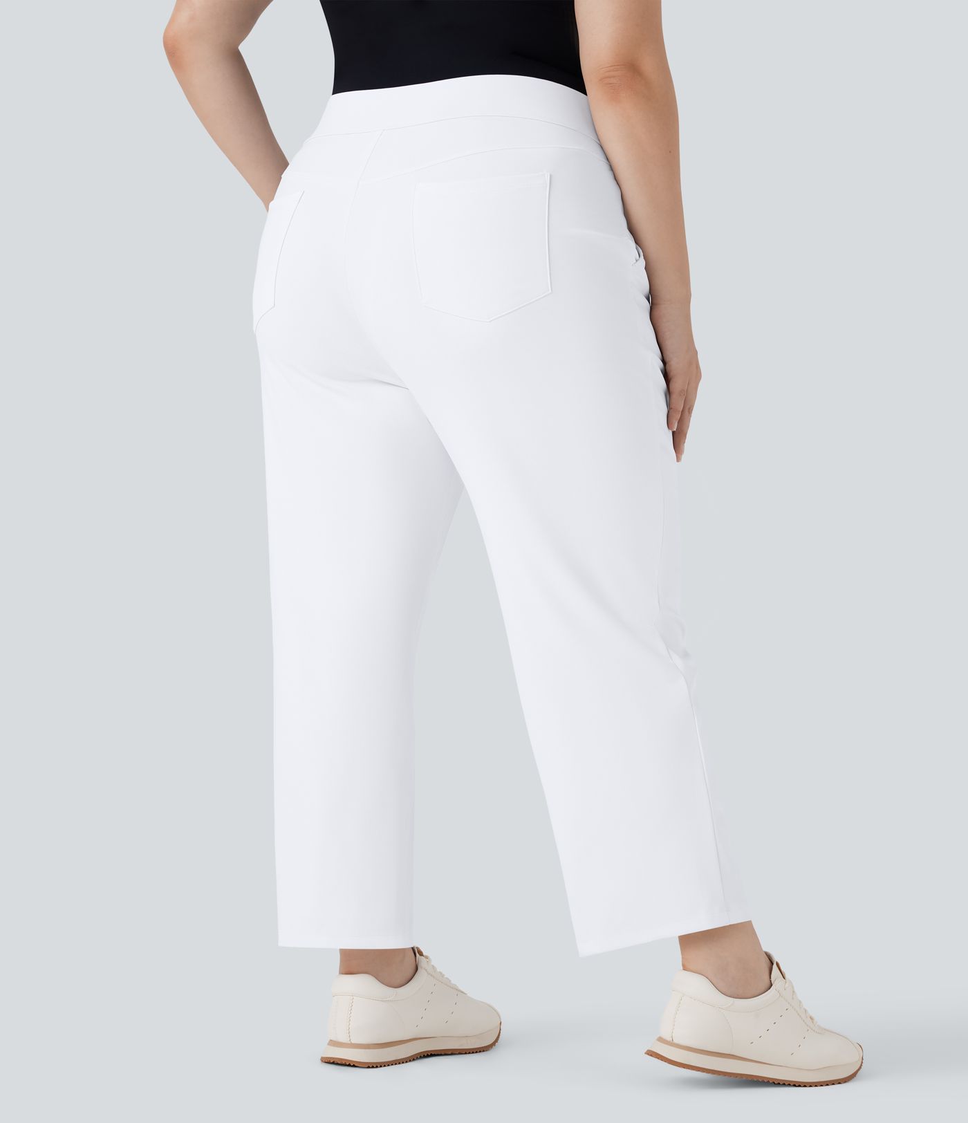 High Waisted Pockets Straight Leg Quick Dry Golf Plus Size Pants-Golf Tee-UPF40+