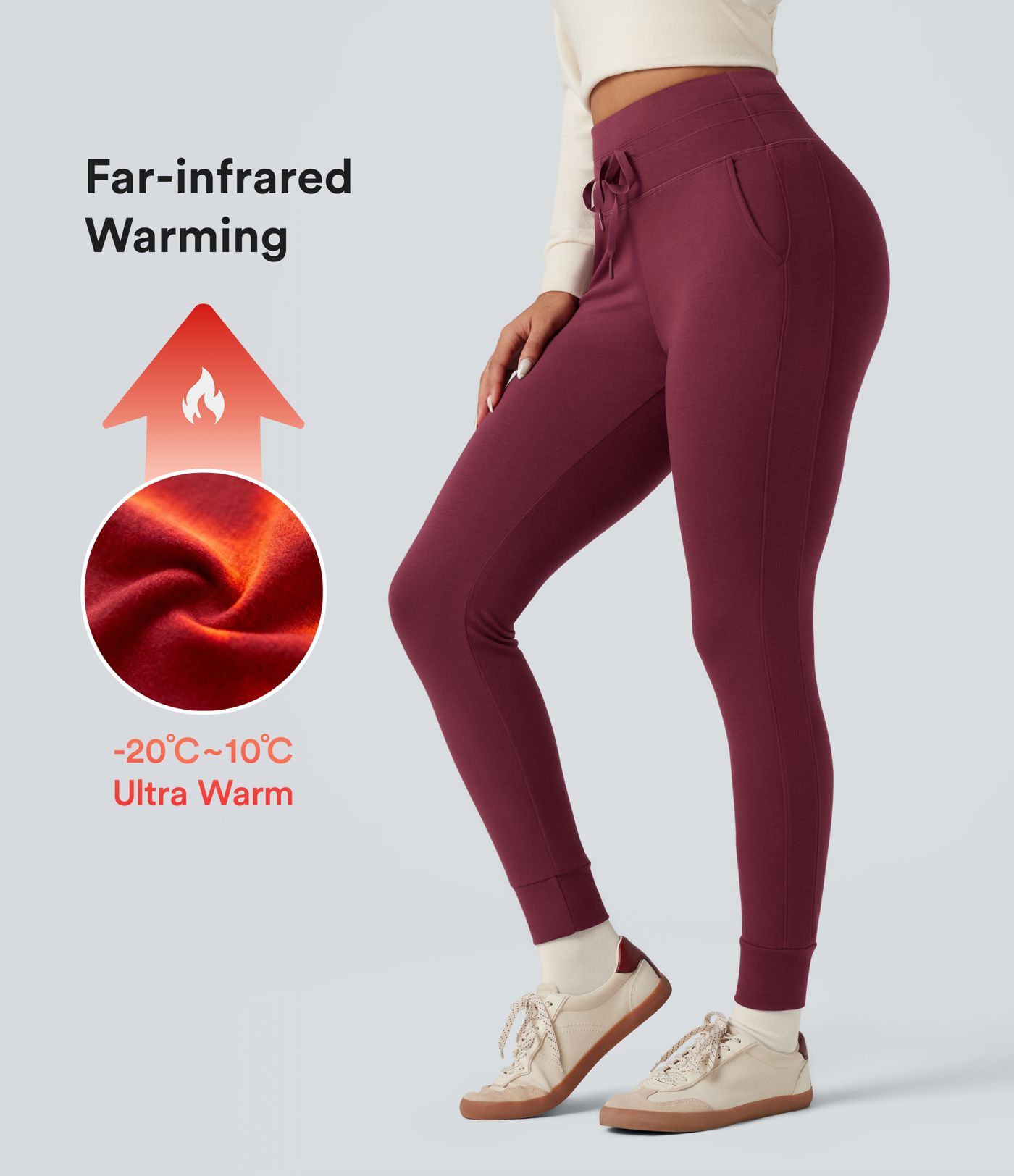 Halara HeatCore - Lässige Joggers mit hohem Bund, Seitentaschen und Kordelzug - wärmend